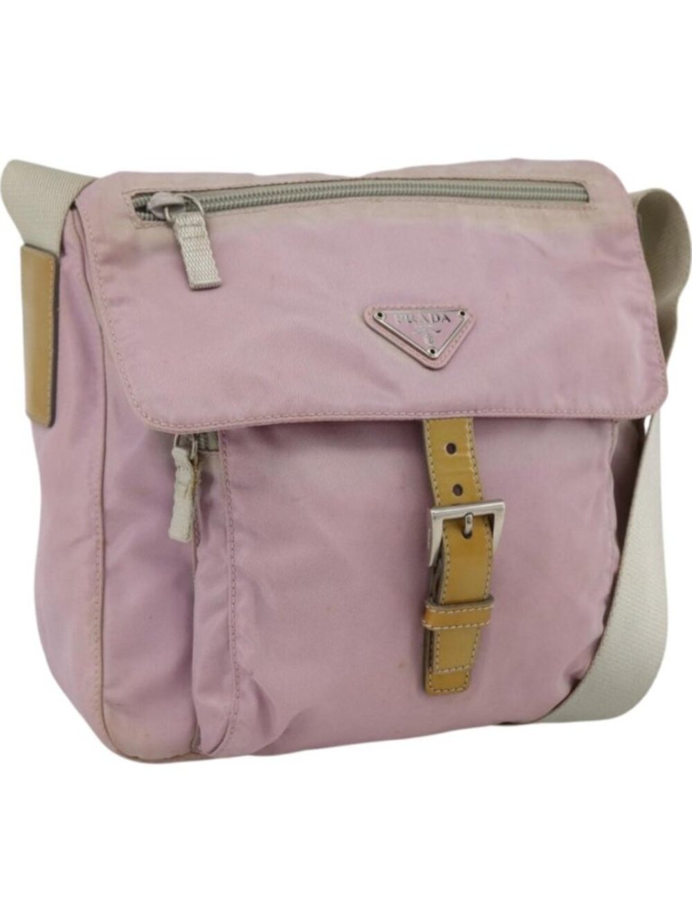 PRADA Shoulder Bag Nylon Pink Silver